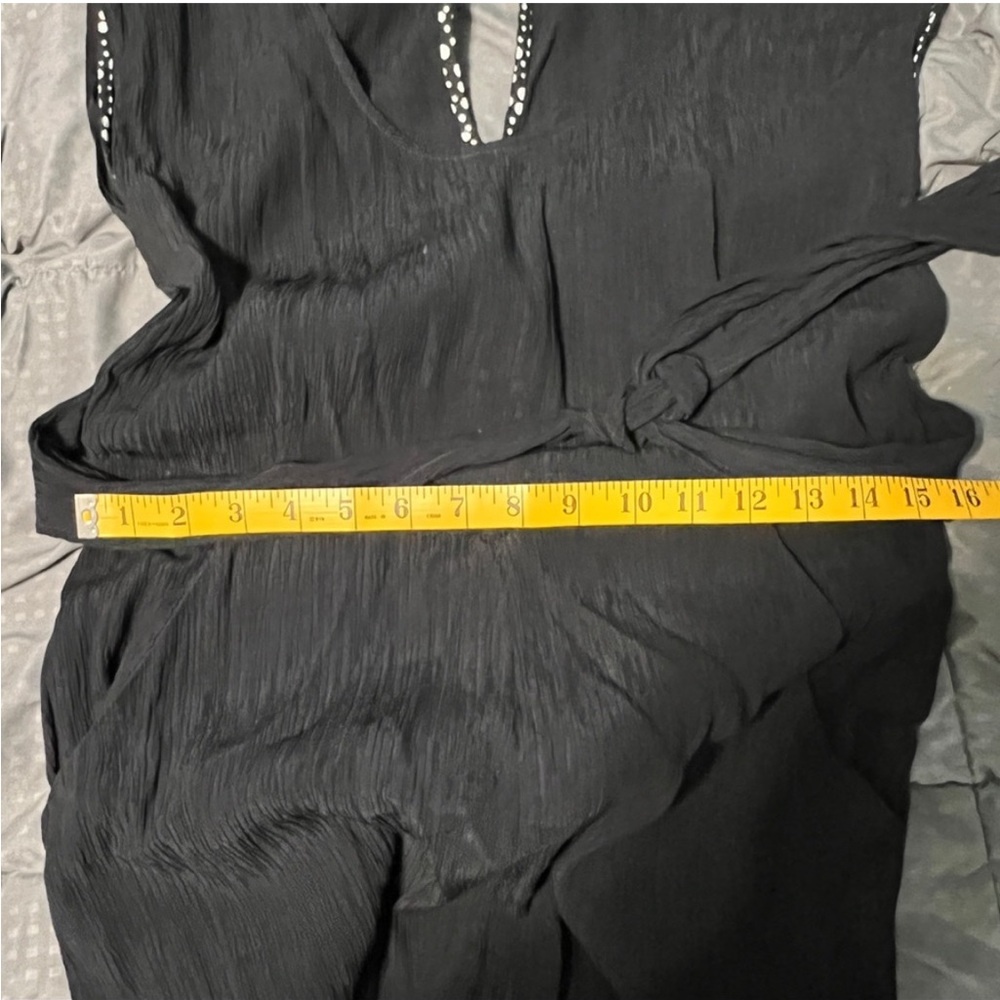 Anthropologie black one piece jump suit romper tie belt size 10 - Picture 7 of 10